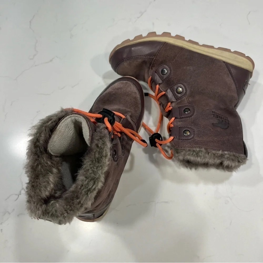 Girls Sorel Whitney Purple Faux Suede Winter Boots 3